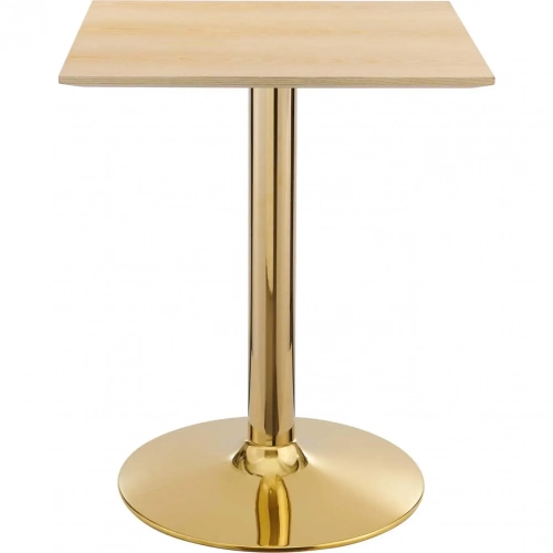 Verne 24" Square Dining Table in Natural Wood Finish & Chrome Gold