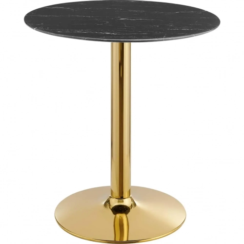 Verne 28" Dining Table in Black Faux Marble & Chrome Gold