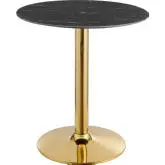 Verne 28" Dining Table in Black Faux Marble & Chrome Gold