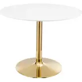 Verne 40" Dining Table in White & Chrome Gold