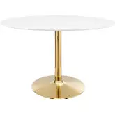 Verne 48" Oval Dining Table in White & Chrome Gold