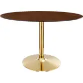 Verne 48" Oval Dining Table in Walnut Finish & Chrome Gold