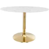 Verne 48" Oval Dining Table in White Faux Marble & Chrome Gold