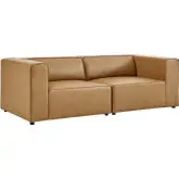 Mingle 2 Piece Loveseat in Tan Vegan Leather