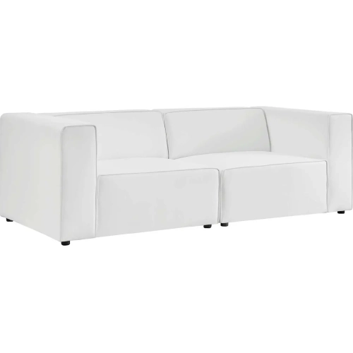 Mingle 2 Piece Loveseat in White Vegan Leather