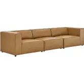 Mingle 3 Piece Sectional Sofa in Tan Vegan Leather