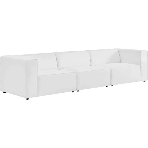 Mingle 3 Piece Sectional Sofa in White Vegan Leather