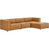 Mingle Sofa and Ottoman Set in Tan Vegan Leather