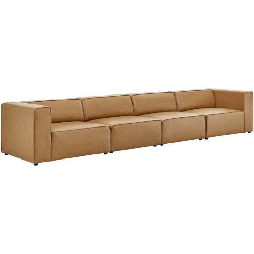 Mingle 4 Piece Sectional Sofa in Tan Vegan Leather