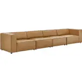 Mingle 4 Piece Sectional Sofa in Tan Vegan Leather