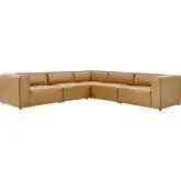 Mingle 5 Piece Sectional Sofa in Tan Vegan Leather