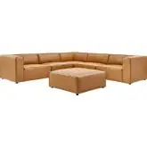 Mingle 7 Piece Sectional Sofa Set in Tan Vegan Leather