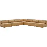 Mingle 7 Piece Sectional Sofa in Tan Vegan Leather