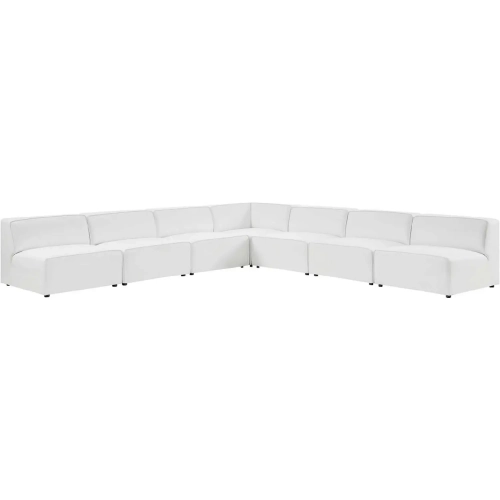 Mingle 7 Piece Sectional Sofa in White Vegan Leather