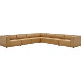 Mingle 7 Piece Sectional Sofa in Tan Vegan Leather