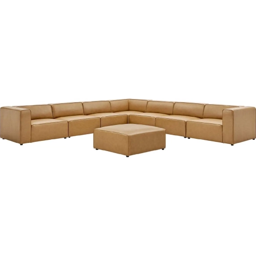 Mingle 8 Piece Sectional Sofa Set in Tan Vegan Leather