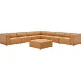 Mingle 8 Piece Sectional Sofa Set in Tan Vegan Leather