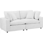 Commix Down Filled Overstuffed Loveseat in White Performance Velvet