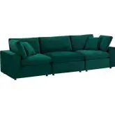 Commix Down Filled Overstuffed 3 Piece Sofa in Green Performance Velvet