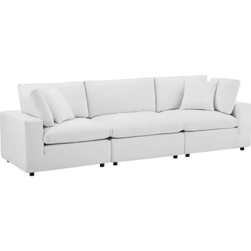 Commix Down Filled Overstuffed 3 Piece Sofa in White Performance Velvet