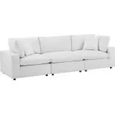 Commix Down Filled Overstuffed 3 Piece Sofa in White Performance Velvet