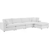 Commix Down Filled Overstuffed 5 Piece Sectional Sofa in White Velvet