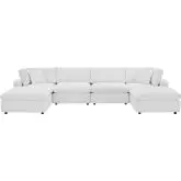 Commix Down Filled Overstuffed 6 Piece Sectional Sofa in White Velvet