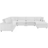 Commix Down Filled Overstuffed 7 Piece Sectional Sofa in White Velvet