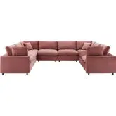 Commix Down Filled Overstuffed 8 Piece Sectional Sofa in Dusty Rose Velvet