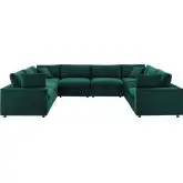 Commix Down Filled Overstuffed 8 Piece Sectional Sofa in Green Velvet