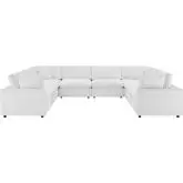 Commix Down Filled Overstuffed 8 Piece Sectional Sofa in White Velvet