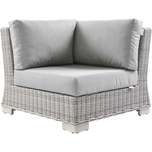 Conway Outdoor Corner Chair in Gray Fabric & Gray Wicker Rattan