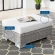 Conway Outdoor Ottoman in White Fabric & Gray Wicker Rattan
