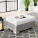 Conway Outdoor Ottoman in White Fabric & Gray Wicker Rattan