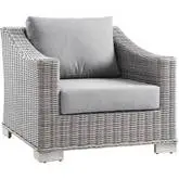 Conway Outdoor Arm Chair in Gray Fabric & Gray Wicker Rattan