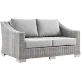 Conway Outdoor Loveseat in Gray Fabric & Gray Wicker Rattan