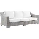 Conway Outdoor Sofa in White Fabric & Gray Wicker Rattan