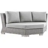 Conway Outdoor Round Corner Chair in Gray Fabric & Gray Wicker