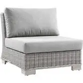 Conway Outdoor Armless Chair in Gray Fabric & Gray Wicker Rattan