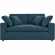 Commix Down Filled Overstuffed Loveseat in Azure Blue Fabric