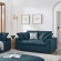 Commix Down Filled Overstuffed Loveseat in Azure Blue Fabric