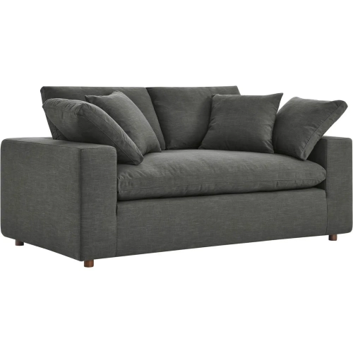 Commix Down Filled Overstuffed Loveseat in Gray Fabric