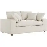 Commix Down Filled Overstuffed Loveseat in Light Beige Fabric