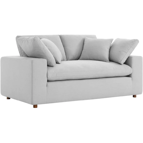 Commix Down Filled Overstuffed Loveseat in Light Gray Fabric