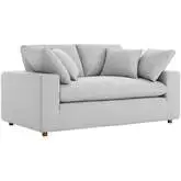 Commix Down Filled Overstuffed Loveseat in Light Gray Fabric