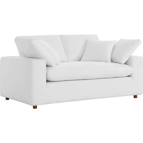 Commix Down Filled Overstuffed Loveseat in Pure White Fabric