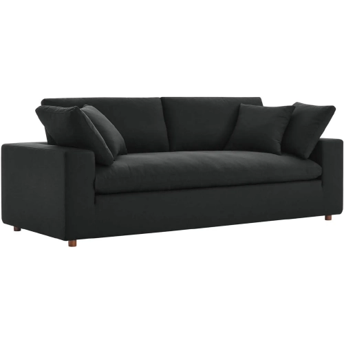 Commix Down Filled Overstuffed Sofa in Black Fabric