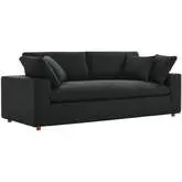 Commix Down Filled Overstuffed Sofa in Black Fabric