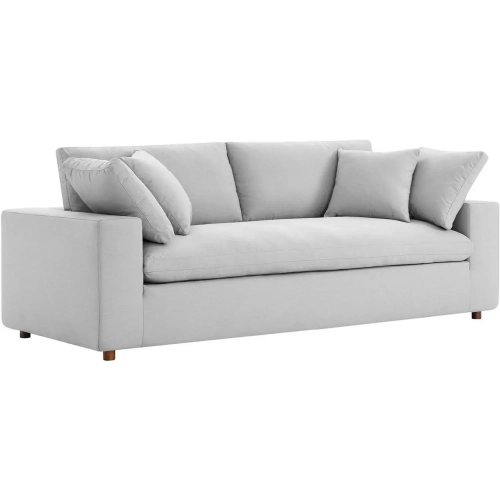 Commix Down Filled Overstuffed Sofa in Light Gray Fabric