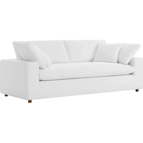 Commix Down Filled Overstuffed Sofa in Pure White Fabric